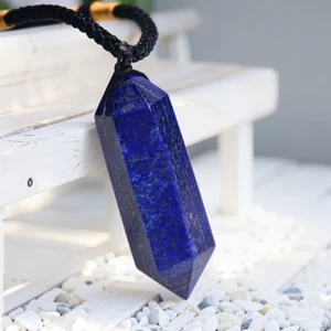 Natural Lapis Lazuli Hexagon Pendant Healing Balance Amulet Women Men Necklace - Picture 1 of 2
