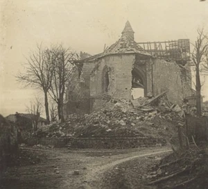 WWI War old Photo 1916 Souain Church Devastation Ruins - Picture 1 of 2
