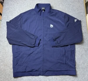 Vintage New Jersey Nets Jacket Mens 2XL Blue Adidas Pinstripe Full Zip NBA - Picture 1 of 7
