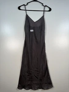 Y2K Alberta Ferretti Damen V-Ausschnitt Seide Midi Etuikleid ärmellos grau Größe 6 - Bild 1 von 11