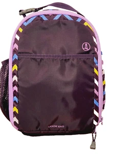 Lands End Soft Insulated Lunchbox Lunch Box Bag Purple Chevron Stripes - Picture 1 of 11