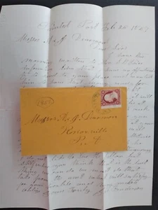 New York: Bemalte Post 1857 #11 (Seitenrand) Brief + Brief nach Knoxville - Bild 1 von 4