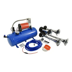AAA OTH-1403 4 Trumpet Air Horn Kit W/6lt Air Tank & Compressor 12v 130db - Picture 1 of 6