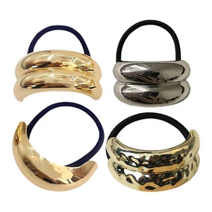 4pcs Metal Smooth Elastic Hair Ring Metal Irregular Hair Rope Hair Accessories - Picture 1 of 12