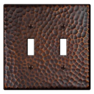 Hampton Bay Lighting Plates Hammered Oil Bronze 2 Toggle Wall Plate 156TTDBHB - Picture 1 of 1