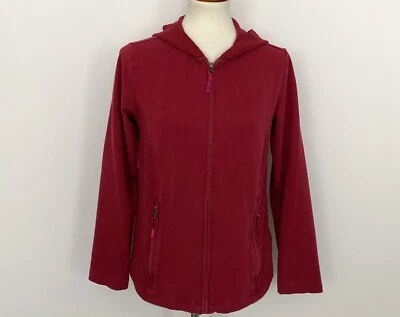 Sudadera con capucha deportiva French Laundry para mujer borgoña elástica bolsillos con cremallera talla pequeña Foto 1 de 4