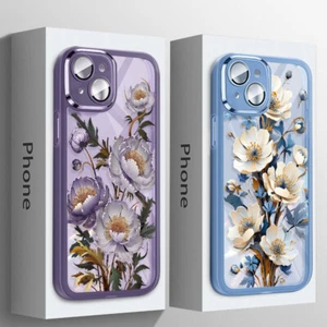 Flower Silicone Clear Shockproof Case For iPhone 15 Pro Max 14 13 Pro 12 Cover - Picture 1 of 17