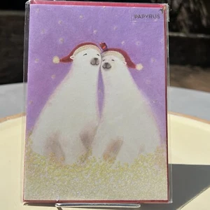 Papyrus Christmas Greeting Card - Polar Bear Couple You Warm My Heart - Picture 1 of 3