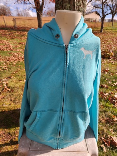 UNDERCOVER Victoria Secret Felpa con Cappuccio CHIUSURA ZIP Colore Blu Cielo Taglia Large LOVE