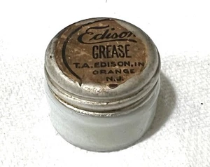 Edison Phonograph Grease Jar White Milk Glass Jar - Half Full - Picture 1 of 2
