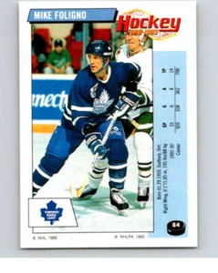 1992-93 Panini Stickers Hockey  #84 Mike Foligno  Toronto Maple Leafs V82621