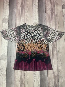 White Stuff Pink Multi Mix Abstract Floral Short Sleeve Longline Women’s Uk 8 Z1 - Picture 1 of 10