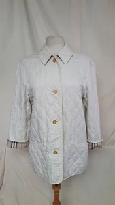Ladies Coat Burberry, Ivory quilted, light, Used, Collar, 34" bust 8271 - Picture 1 of 7