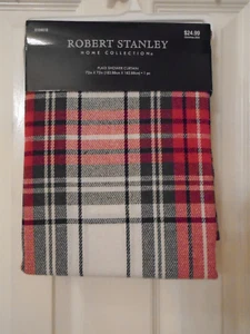 Robert Stanley Home Collection Red & Green Plaid Shower Curtain 72”x72” NEW - Picture 1 of 2