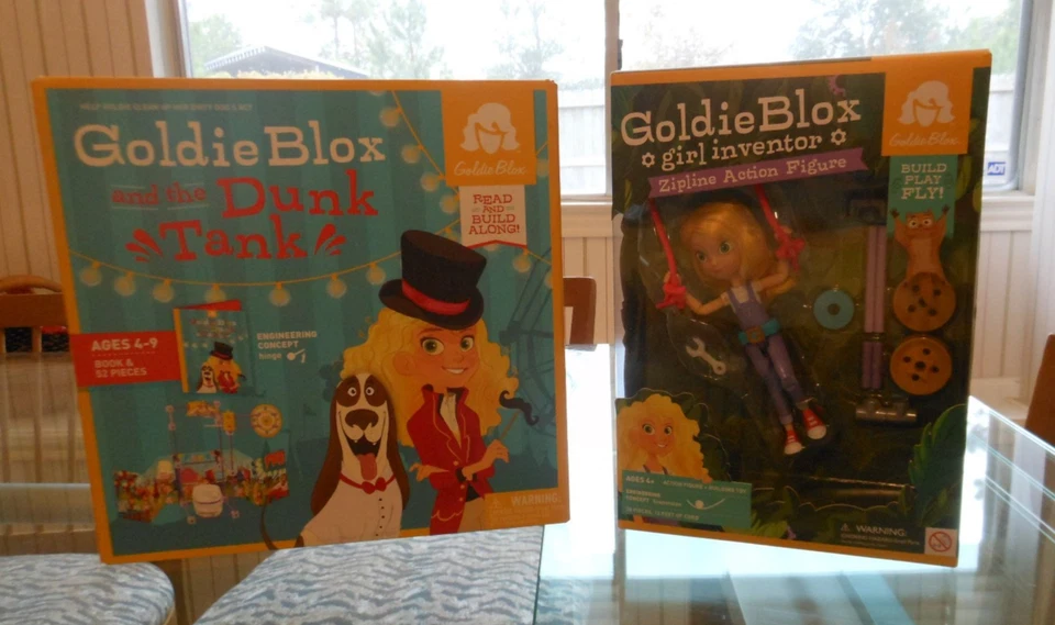 Goldie Blox Zipline Figura Muñeca y Goldie Blox and the Dunk Tank Conjunto de Construcción Foto 1 de 2