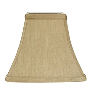 Cloth & Wire Slant Square Bell Hardback Lampshade with Bulb Tan - Picture 1 of 4