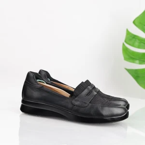 Clarks Womens Ellowyn Penny Loafer Size 7 Black Leather Slip On Shoes Comfy Flat - Foto 1 di 16