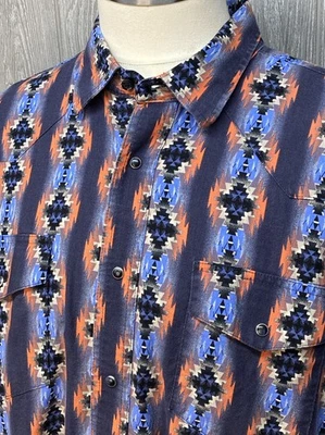 VTG Wrangler Pearl Snap Shirt Men's 2XL Southwestern Aztec Cowboy - Image 1 of 4