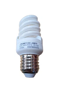 2 lampadine a spirale 11 W (=54 W) Crompton CFL Edison vite ES E27 bianco caldo - Foto 1 di 4