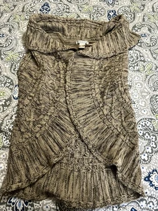 Reference Point Sleeveless Sweater Cardigan Large Open Brown. Pre-owned. - Picture 1 of 5