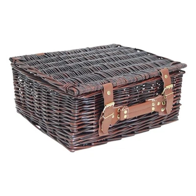 Empty Wicker Gift Hamper Basket with Lid - Picnic, storage, display - 36x30x16cm - Image 1 of 4