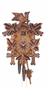 Cuckoo Clock Five leaves with bird, 8 day running time, walnu.. TU 8101/4 nu NEW - Picture 1 of 1