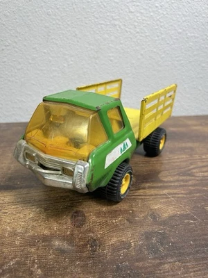 Camión de juguete Tonka Forest Service verde amarillo vintage años 70 plataforma inclinable plana Foto 1 de 4