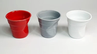 Lot 3 Tasses Gobelets Froissé Expresso Café Revol Brillant ExÉ Expresso No Bodum - Photo 1/4