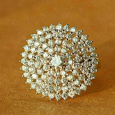 2.80 Ct Round-Cut G/VS1 Lab Grown Diamond Cluster Engagement Ring 14k White Gold - Image 1 of 4