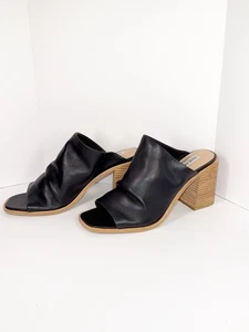 Steve Madden Cru sandalo mulo pelle tacco morbido pelle nero legno grosso 11M - Foto 1 di 12