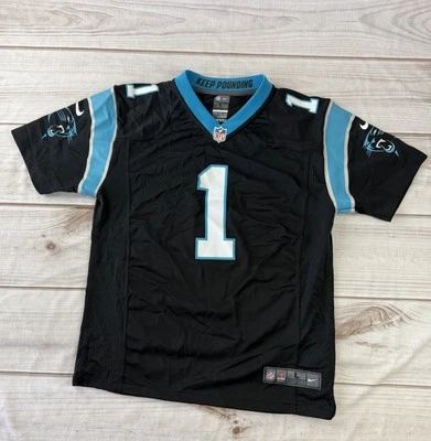 Camiseta Nike Carolina Panthers Cam Newton NFL #1 Juvenil Grande Sobre el Campo Fútbol Foto 1 de 4