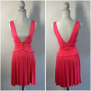 Free People Pink  Ruffle Corset Dress Sz Small Fairy Renaissance Fairycore Girly - Picture 1 of 16