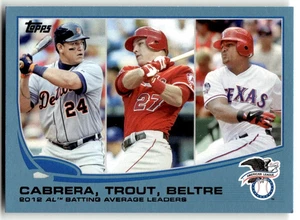 2013 Topps - Líderes de la Liga Mike Trout, Miguel Cabrera, Adrián Beltré #294 AZUL - Imagen 1 de 2