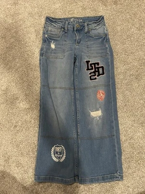 Limited Too Girls Pants Y2K Size 8 Embroidered Patches Distressed  - Image 1 of 4
