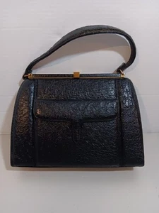 BORSA VINTAGE nera vera pelle di struzzo LUCILLE DE PARIS a mano designer - Foto 1 di 17