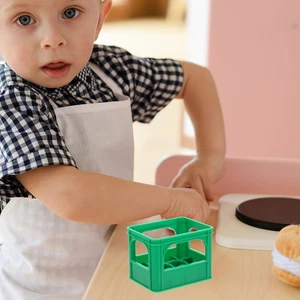 Pequeña cesta de plástico para decoración de casa de muñecas con asa de almacenamiento en miniatura - Imagen 1 de 12