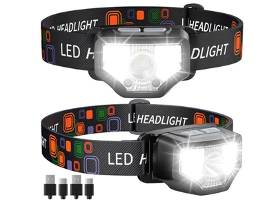 GETASI 2 pcs Rechargeable Super Bright LED Head Lamp Flashlight for Outdoor - Image 1 of 4