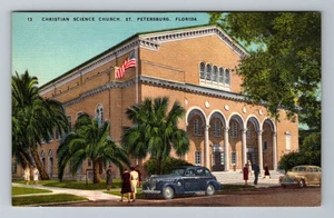 St. Petersburg FL-Florida Christian Science Church Period Cars Vintage Postcard - Picture 1 of 2