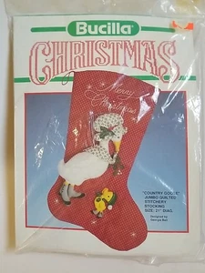 Vintage Bucilla Jumbo Weihnachten Strumpf Kit LANDGANS gesteppt 21" 82513 Neu aus altem Lagerbestand - Bild 1 von 8