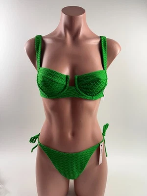 Victoria's Secret Swim Halter Bikini Top & Cheeky Bottom Set  Green S NWT - Image 1 of 4