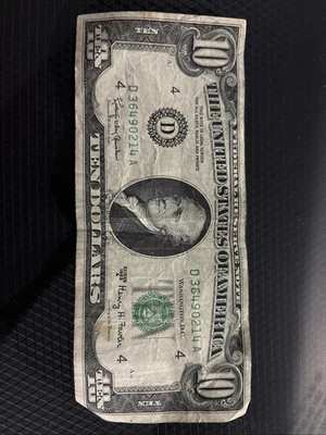 $10 Bill Series 1963 A - Old Ten Dollar Bill - Image 1 of 2