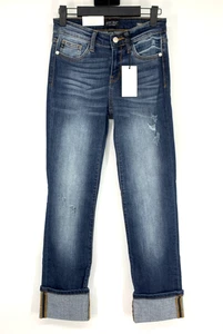 Judy Blue Jeans Womens Size 26 Blue Elliana Distressed Straight Cuffed NWT - Picture 1 of 11