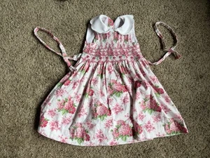 Anavini 4T Mädchen gesmoktes Kleid geblümt rot rosa weiß - Bild 1 von 4