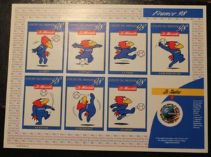 Feuillet de vignettes FOOTIX - France 98 - Timbre YT3140 - Neuf ** - 1998 - Foto 1 di 1