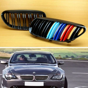 2004-2010 Glossy Black +M-Color Front Grille For BMW E63 / E64 2DR M6 Look 640 - Picture 1 of 7