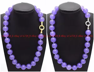 6/8/10/12mm Natural Lavender Purple Jade Round Gemstone Beads Necklace 14-36" - Picture 1 of 20