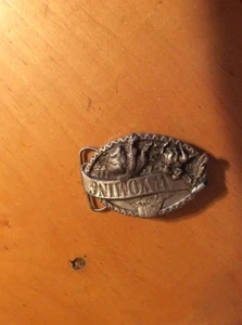 1984 SISKIYOU BUCKLE CO. INC.U.S.A. PEWTER BELT BUCKLE WYOMING INDIAN BUFFALO B5 - Picture 1 of 6