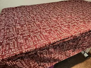Tovaglia Cotone Pere Mele Parole Borgogna 52” X 41” Fatta a Mano - Foto 1 di 3