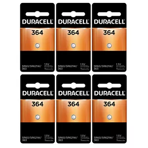 6 x 364 Duracell Silver Oxide Batteries (AG1, SR60, D364, SP364, V364, SR621) - Picture 1 of 2