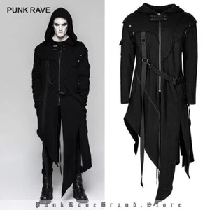 PUNK RAVE Gothic Detachable Sleeves Jacket Loose Long Hoodie Coats Windbreaker - Picture 1 of 11
